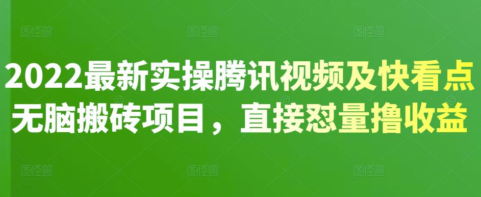 2022最新实操腾讯视频及快看点无脑搬砖项目，直接怼量撸收益￼-时尚博客