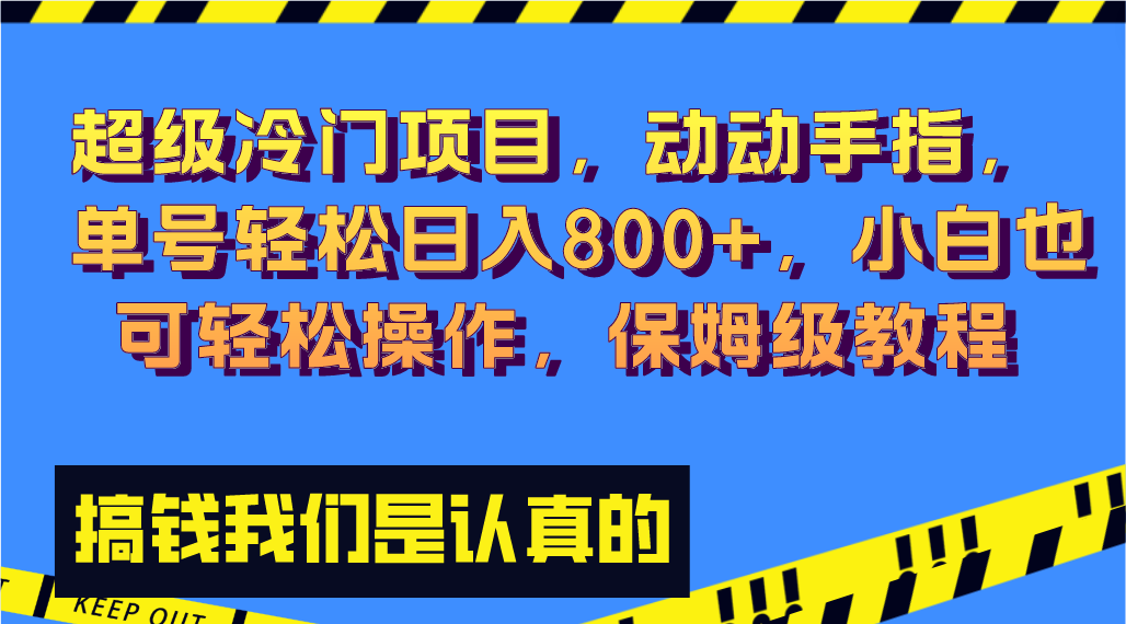 超级冷门项目,动动手指，单号轻松日入800+，小白也可轻松操作，保姆级教程-时尚博客