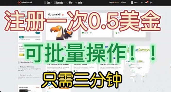 国外项目注册一次0.5美金 只需三分钟无脑操作 可批量放大 小白工作室福利-时尚博客