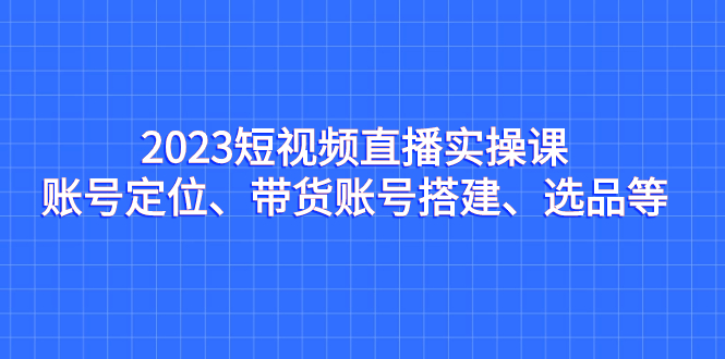 2023短视频直播实操课，账号定位、带货账号搭建、选品等-时尚博客