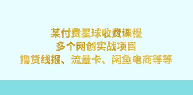 某付费星球课程：多个网创实战项目，撸货线报、流量卡、闲鱼电商等等-时尚博客