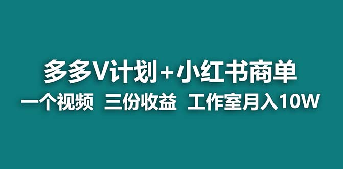 【蓝海项目】多多v计划+小红书商单 一个视频三份收益 工作室月入10w打法-时尚博客