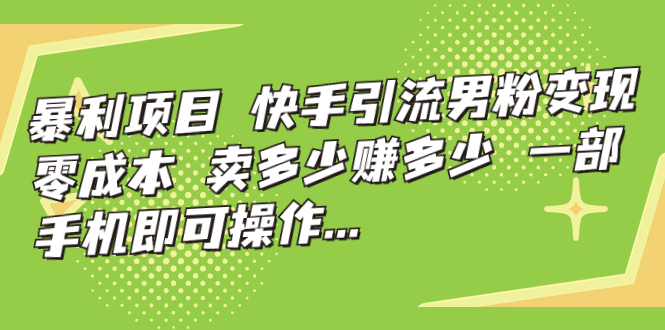 暴利项目，快手引流男粉变现，零成本，卖多少赚多少，一部手机即可操作…-时尚博客