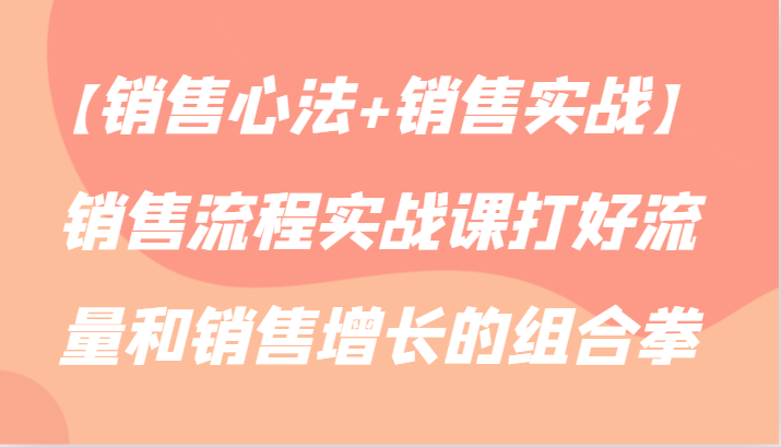 【销售心法+销售实战】销售流程实战课打好流量和销售增长的组合拳-时尚博客