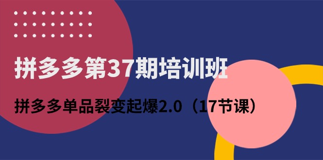 拼多多第37期培训班：拼多多单品裂变起爆2.0（17节课）-时尚博客