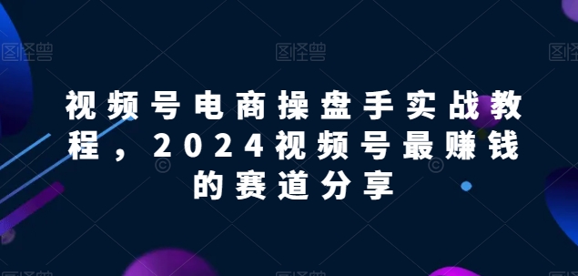 视频号电商实战教程，2024视频号最赚钱的赛道分享-时尚博客