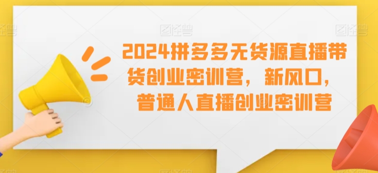 2024拼多多无货源直播带货创业密训营，新风口，普通人直播创业密训营-时尚博客