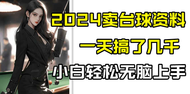 2024卖台球资料，一天搞了几千，小白轻松无脑上手-时尚博客