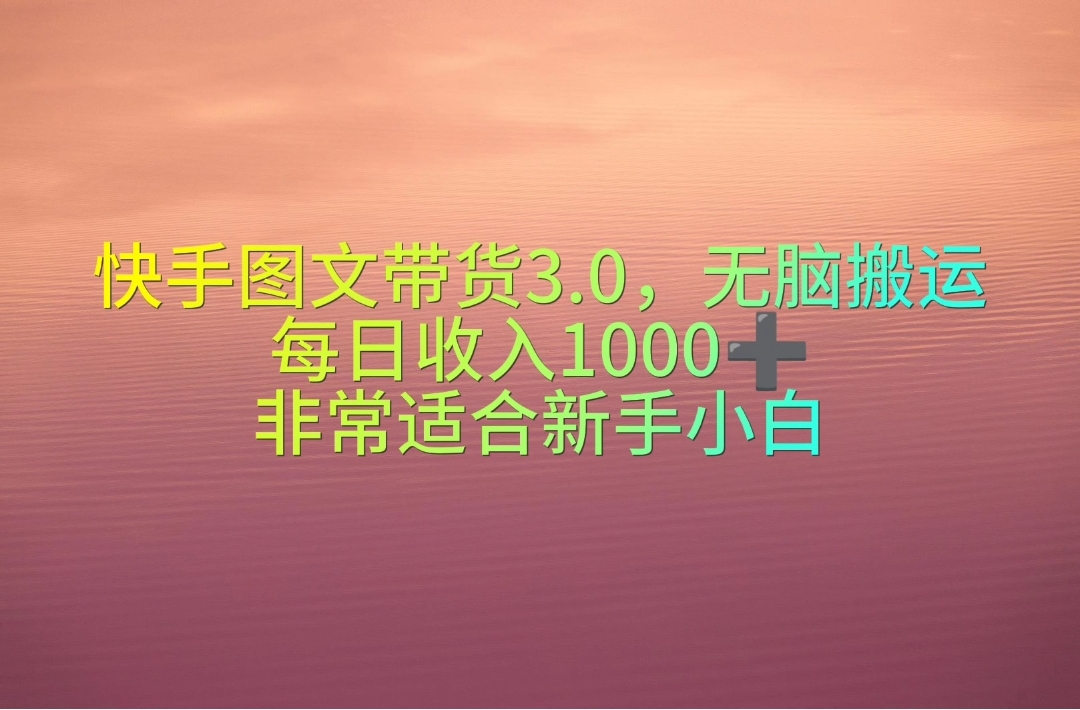 （10252期）快手图文带货3.0，无脑搬运，每日收入1000＋，非常适合新手小白-时尚博客