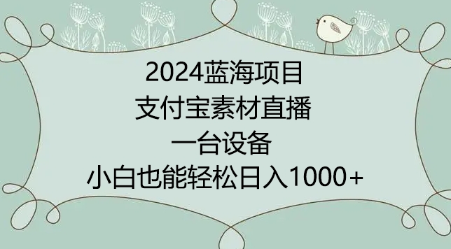 2024年蓝海项目，支付宝素材直播，无需出境，小白也能日入1000+ ，实操教程-时尚博客