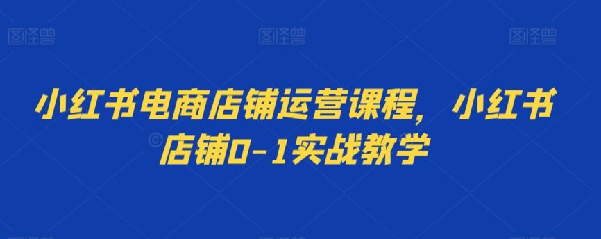 小红书电商店铺运营课程，小红书店铺0-1实战教学-时尚博客