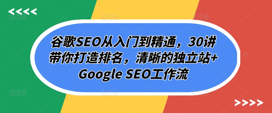 谷歌SEO从入门到精通，30讲带你打造排名，清晰的独立站+Google SEO工作流-时尚博客