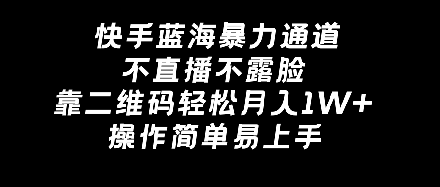 快手蓝海暴力通道，不直播不露脸，靠二维码轻松月入1W+，操作简单易上手-时尚博客