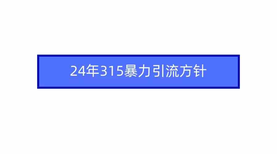 （9398期）2024年315暴力引流方针-时尚博客