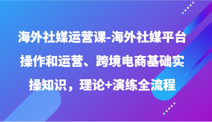 海外社媒运营课-海外社媒平台操作和运营、跨境电商基础实操知识，理论+演练全流程-时尚博客