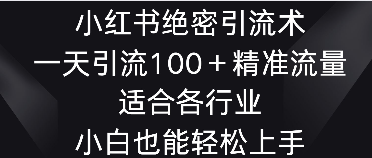 小红书绝密引流术，一天引流100＋精准流量，适合各个行业，小白也能轻松上手-时尚博客