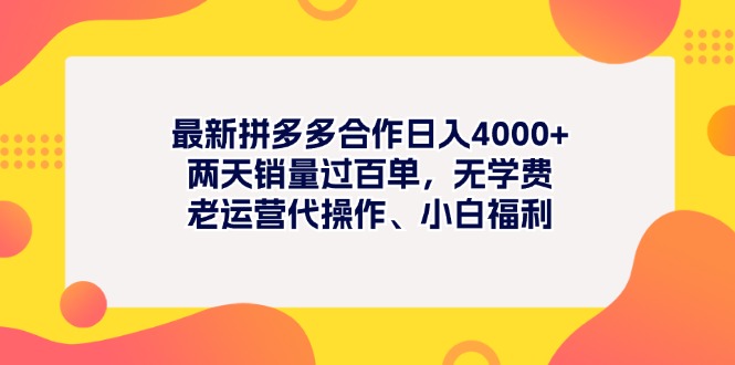 最新拼多多项目日入4000+两天销量过百单，无学费、老运营代操作、小白福利-时尚博客