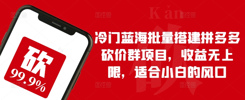 冷门蓝海批量搭建拼多多砍价群项目，收益无上限，适合小白的风口-时尚博客