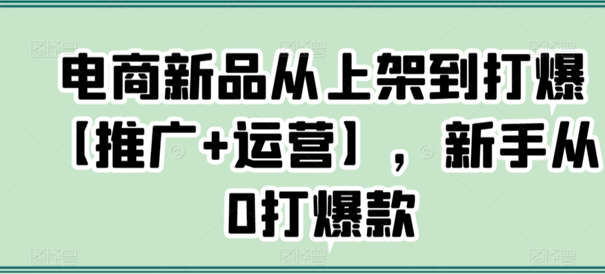 电商新品从上架到打爆【推广+运营】，新手从0打爆款-时尚博客