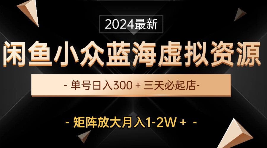 （10336期）最新闲鱼小众蓝海虚拟资源，单号日入300＋，三天必起店，矩阵放大月入1-2W-时尚博客