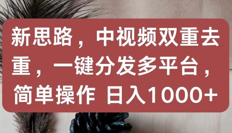 新思路，中视频双重去重，一键分发多平台，简单操作，日入1000+-时尚博客