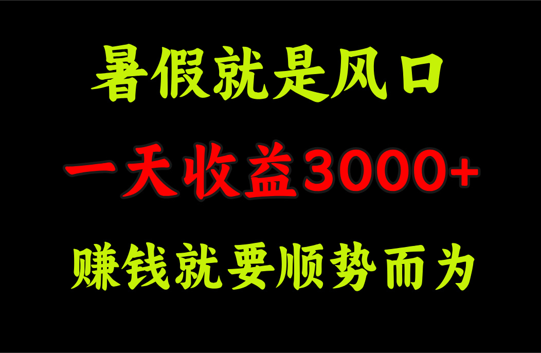 一天收益3000+ 赚钱就是顺势而为，暑假就是风口-时尚博客