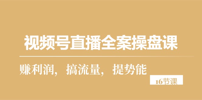 （10207期）视频号直播全案操盘课，赚利润，搞流量，提势能（16节课）-时尚博客