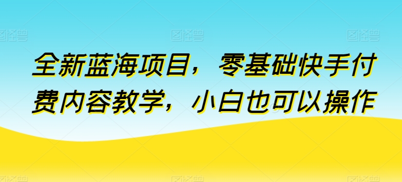 全新蓝海项目，零基础快手付费内容教学，小白也可以操作-时尚博客