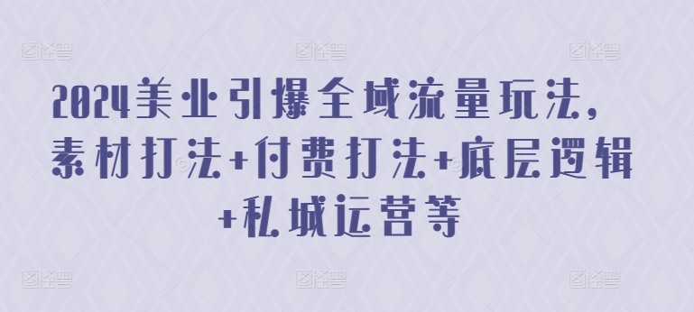 2024美业引爆全域流量玩法，素材打法 付费打法 底层逻辑 私城运营等-时尚博客