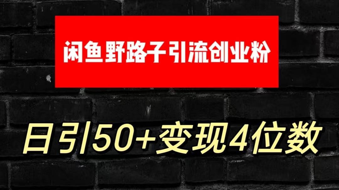 大眼闲鱼野路子引流创业粉，日引50+单日变现四位数-时尚博客