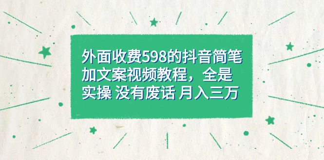 外面收费598抖音简笔加文案教程，全是实操 没有废话 月入三万（教程+资料）-时尚博客