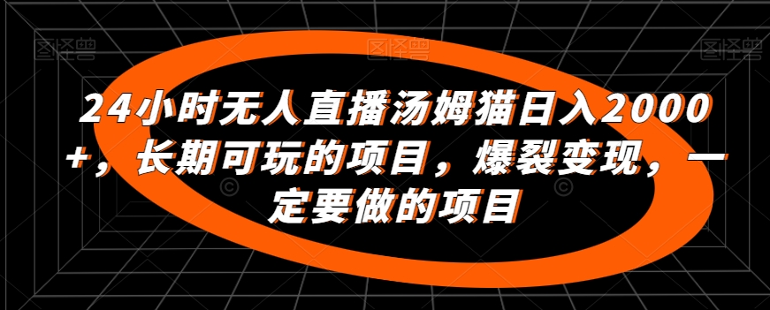 24小时无人直播汤姆猫日入2000+，长期可玩的项目，爆裂变现，一定要做的项目-时尚博客