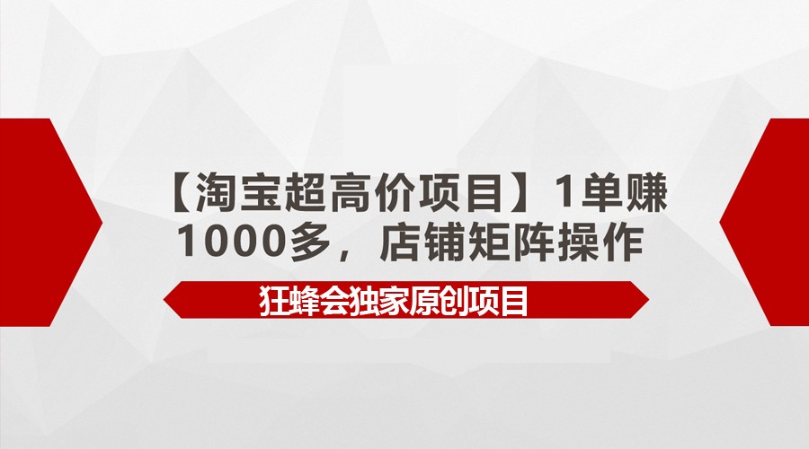 【淘宝超高价项目】1单赚1000多，店铺矩阵操作-时尚博客