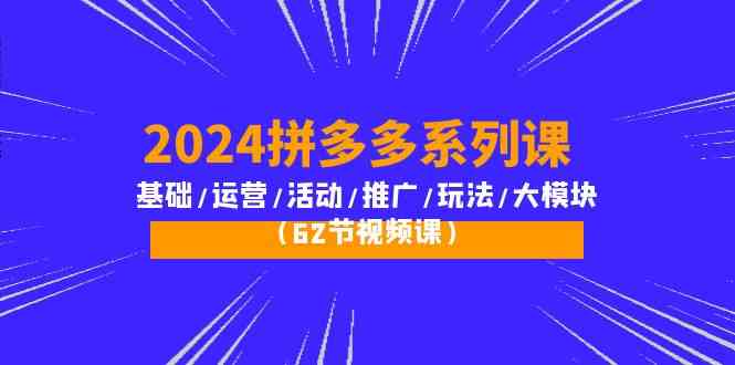 2024拼多多系列课：基础/运营/活动/推广/玩法/大模块（62节视频课）-时尚博客