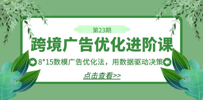 跨境广告·优化进阶课·第23期，8*15数模广告优化法，用数据驱动决策-时尚博客