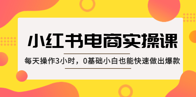 小红书·电商实操课：每天操作3小时，0基础小白也能快速做出爆款！-时尚博客