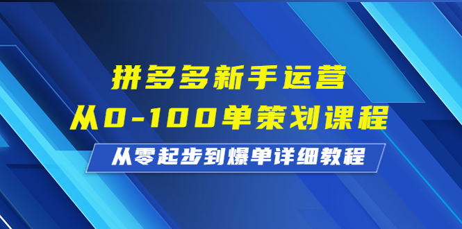 拼多多新手运营从0-100单策划课程，从零起步到爆单详细教程-时尚博客