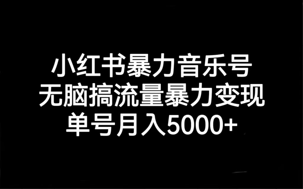 小红书暴力音乐号，无脑搞流量暴力变现，单号月入5000+-时尚博客