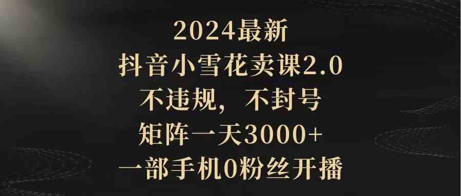 （9639期）2024最新抖音小雪花卖课2.0 不违规 不封号 矩阵一天3000+一部手机0粉丝开播-时尚博客