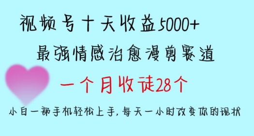 十天收益5000+，多平台捞金，视频号情感治愈漫剪，一个月收徒28个，小白一部手机轻松上手-时尚博客