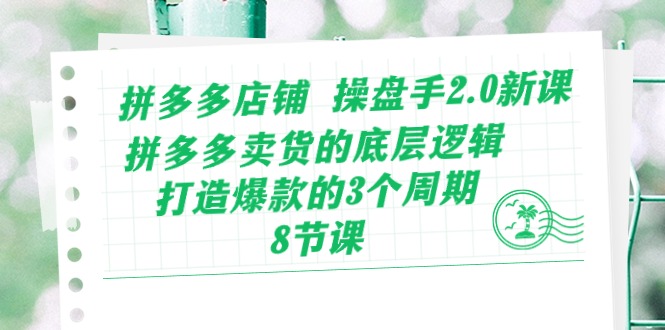 拼多多店铺操盘手2.0新课，拼多多卖货的底层逻辑，打造爆款的3个周期（8节）-时尚博客