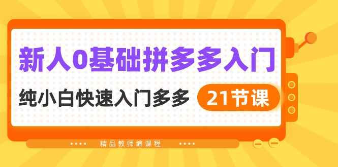 新人0基础拼多多入门，纯小白快速入门多多（21节课）-时尚博客