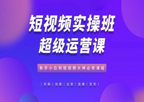 短视频实操班超级运营课，新手小白到短视频大神必修课程-时尚博客