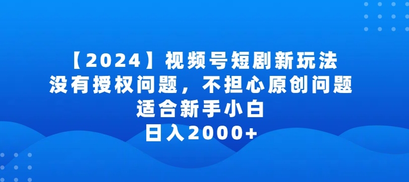 2024视频号短剧玩法，没有授权问题，不担心原创问题，适合新手小白，日入2000+-时尚博客