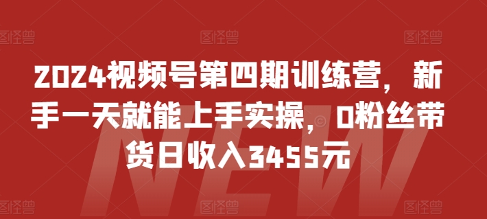 2024视频号第四期训练营，新手一天就能上手实操，0粉丝带货日收入3455元-时尚博客