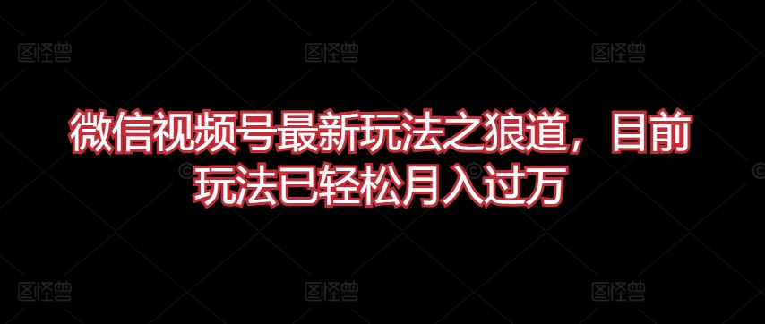 微信视频号最新玩法之狼道，目前玩法已轻松月入过万-时尚博客