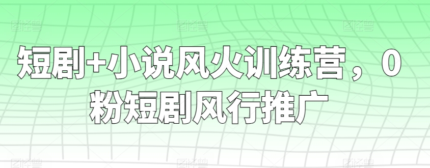 短剧+小说风火训练营，0粉短剧风行推广-时尚博客