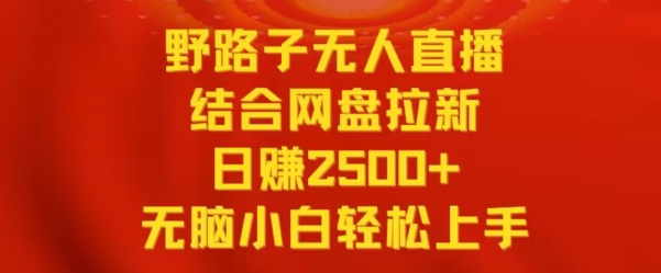 野路子无人直播结合网盘拉新，日赚2500+，小白无脑轻松上手-时尚博客